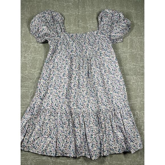 Uniqlo Dresses & Skirts - Uniqlo Floral Short Sleeve Puffer Shoulder Boho Mini Dress Size L